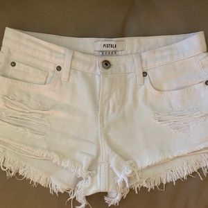 Pistola Gigi Low Rise cutoffs in White, size 25